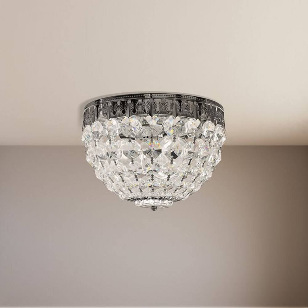 Schonbek 1558-40H Petit Crystal - Three Light Flush Mount Silver Clear Heritage Crystal