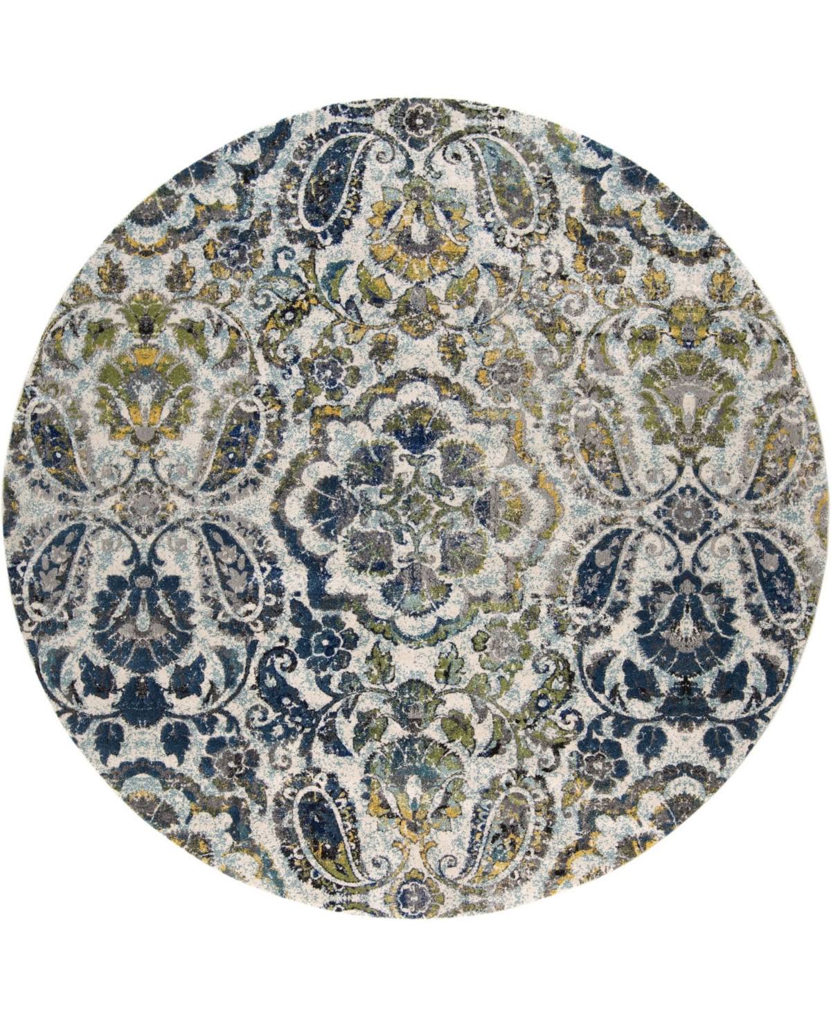 Weave Wander Omari Azure 8 x 8 Round Area Rug, Blue