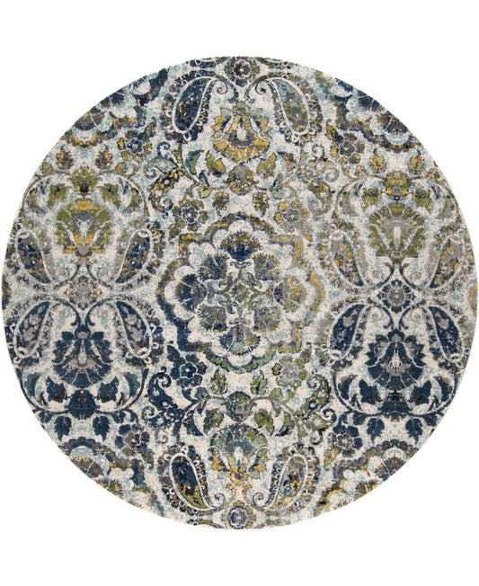 Weave Wander Omari Azure 8 x 8 Round Area Rug, Blue