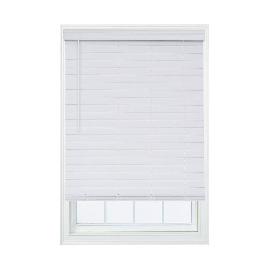 Allen + Roth 2.5-in Slat Width 21-in x 72-in Cordless White Faux Wood Room Darkening Horizontal Blinds | DFHSA2472-21