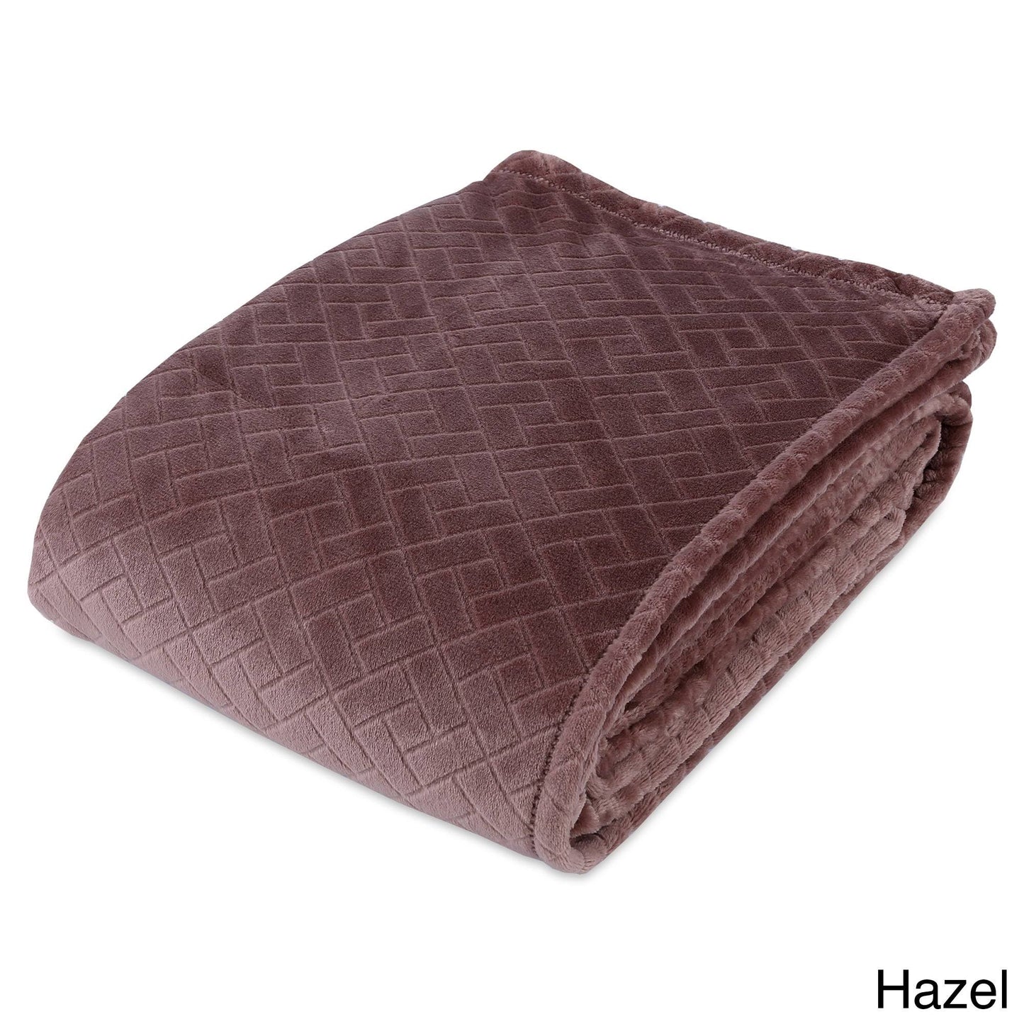 Berkshire Blanket Basket Weave Plush Bed Blanket - Hazel, Full/Queen