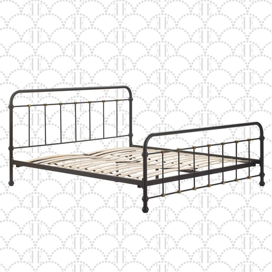 Elle Decor Renaud Parisian Metal King Bed Frame in Black