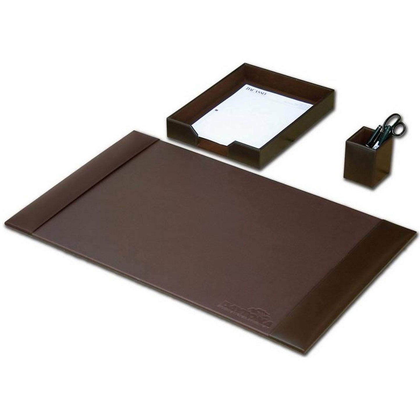 Dacasso Brown Leather 3-Piece Econo-Line Desk Set