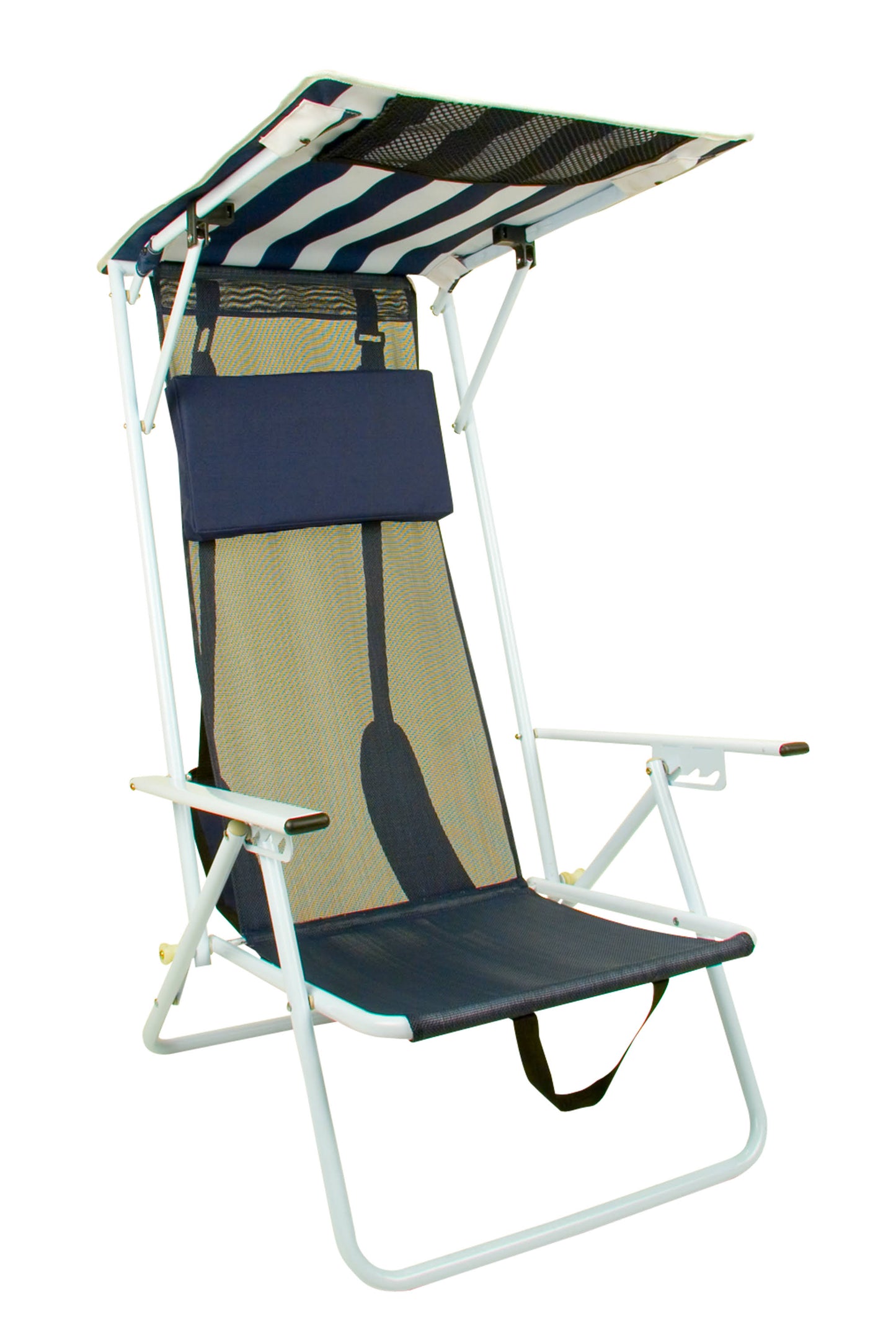 Quik Shade Beach Chair with Carrying Case, Navy Blue Striped