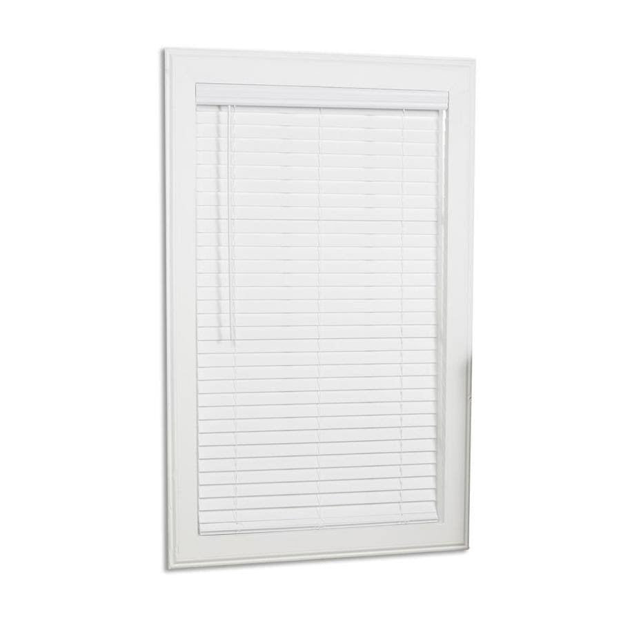 Allen + Roth 2-in Slat Width 22.75-in x 64-in Cordless White Faux Wood Room Darkening Full-view Standard Horizontal Blinds | 18J