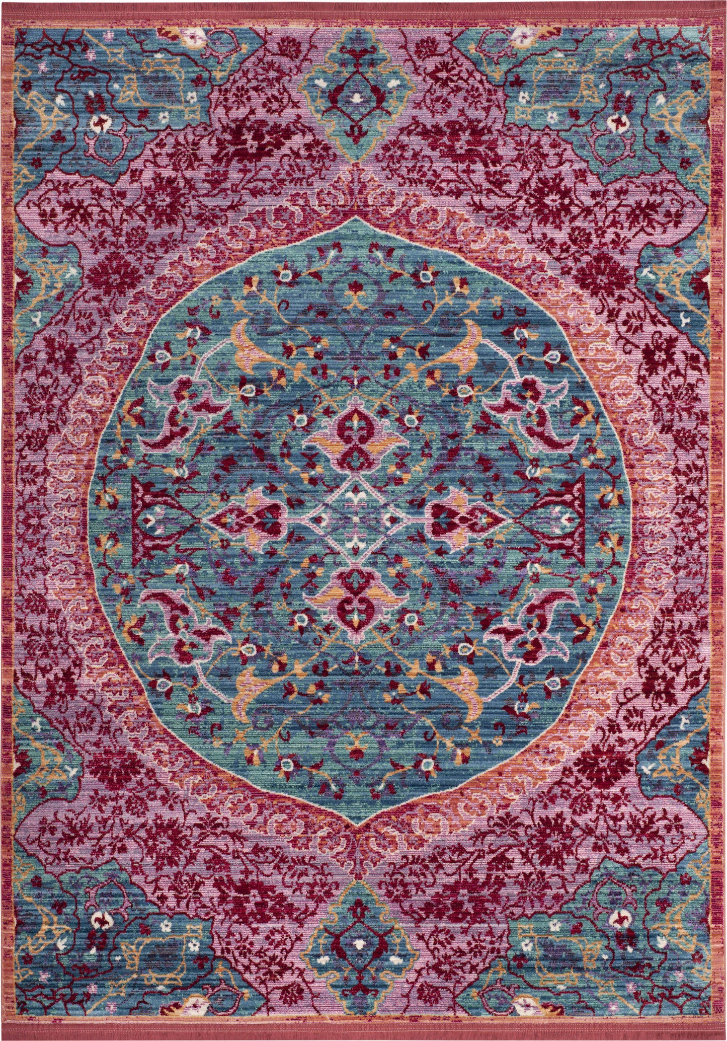 Safavieh SUT401B Sutton Turquoise / Fuchsia Area Rug - 3 x 8