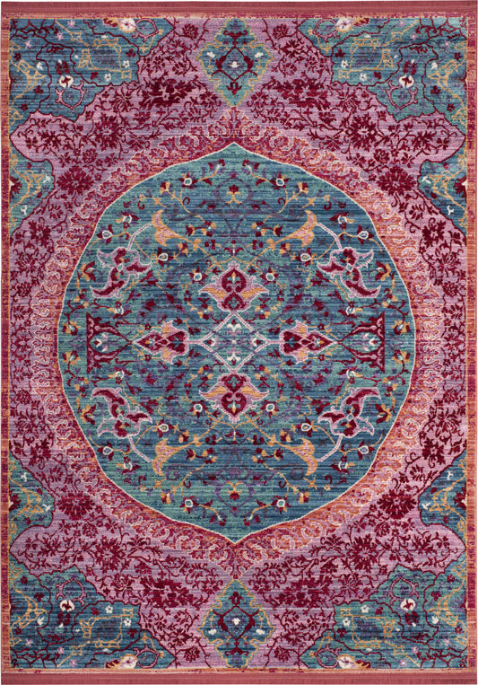 Safavieh SUT401B Sutton Turquoise / Fuchsia Area Rug - 3 x 8