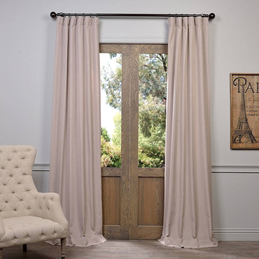 Solid Heavy Faux Linen Rod Pocket Single Curtain Panel