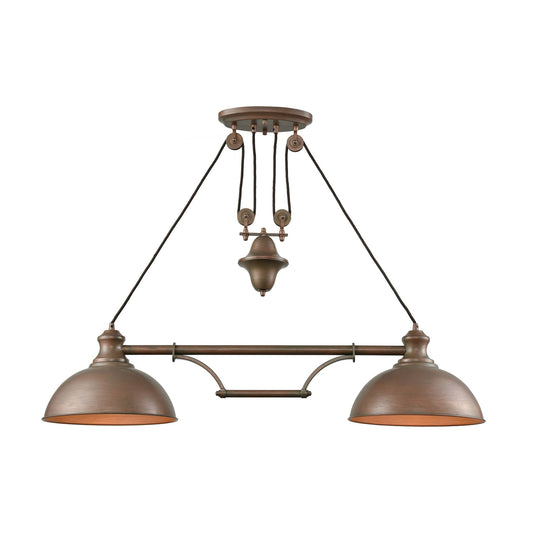 Elk Lighting 65272-2 Farmhouse 2 Light Pulldown Island Light in Tarnished Brass