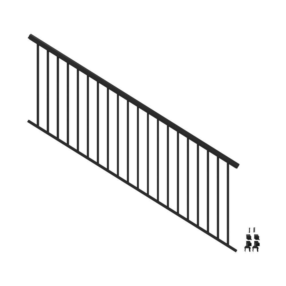 Barrette Outdoor Living VersaRail Cambridge 8 ft. x 36 in. Matte Black Aluminum Decorative Rail Stair Kit 73045635