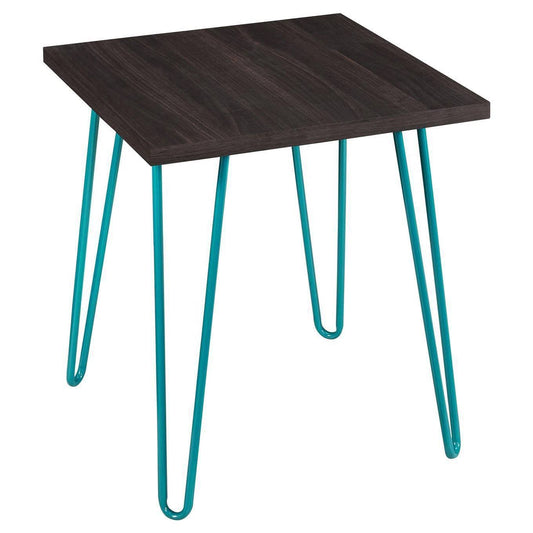 Ameriwood Home Owen Retro End Table with Metal Legs, Brown/Blue