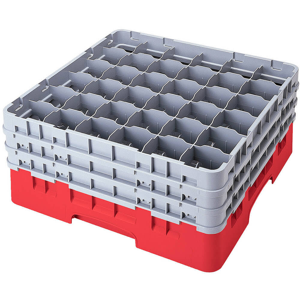 Cambro 36S800163 36 Compartment Glass Rack - 4 Extenders - Red