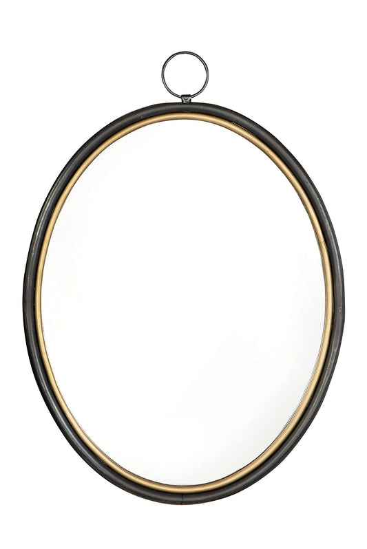 Oval Accent Mirror with Black Gold Metal Frame