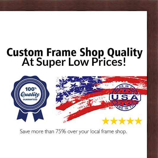 CustomPictureFrames 20x30 - 20 x 30 Mahogany Flat Solid Wood Frame with UV Framers Acrylic Foam Board Backing - Great f