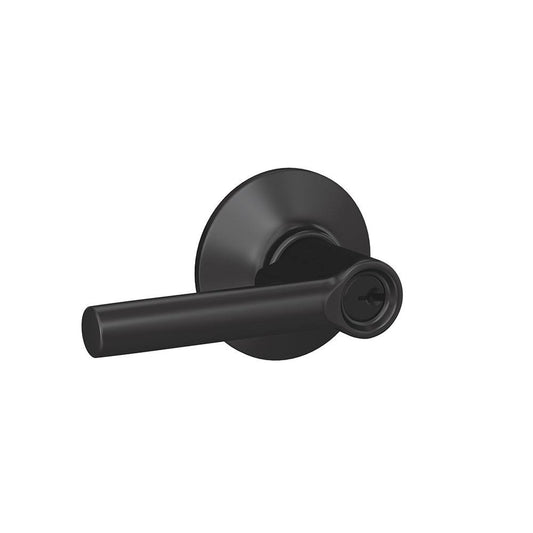 Schlage F51A BRW 622 Ply Broadway Lever with Plymouth Trim Keyed Entry Lock, Matte Black