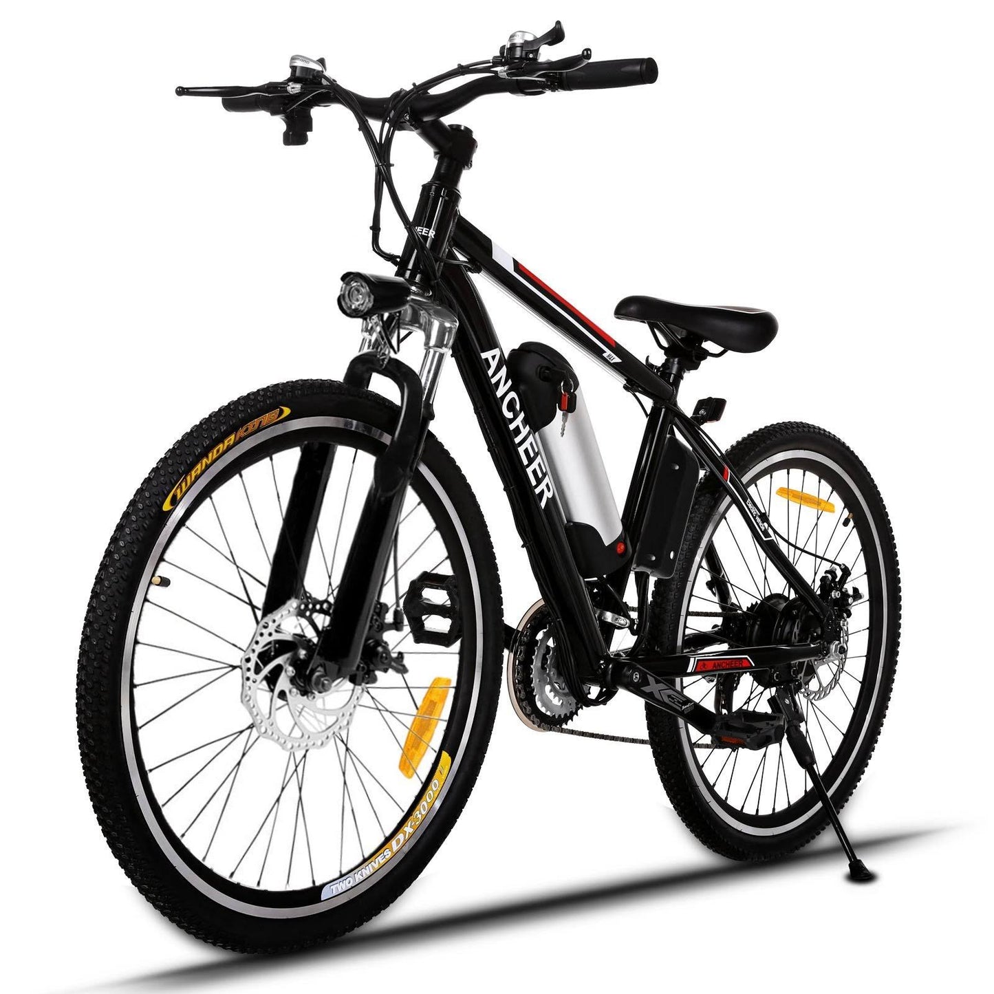 Ancheer Power Plus Electric Mountain Bike, 26 Electric Bike with Removable 36V 8Ah Lithium-Ion Battery, 21 Speed Shifter (Blac