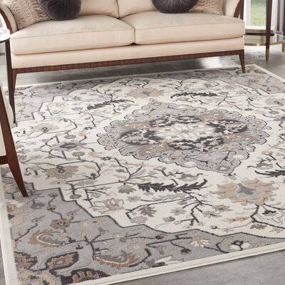 Berendt Oriental Gray/Ivory/Brown Area Rug Charlton Home Rug Size: Rectangle 9 x 12