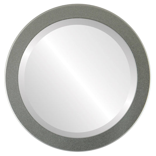 Vienna Framed Round Mirror in Bright Silver - 20x20