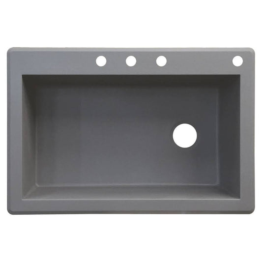 Transolid Radius Drop-In 33-in x 22-in Grey Single Bowl 4-Hole Kitchen Sink in Gray | RTSS3322-17-CBDE