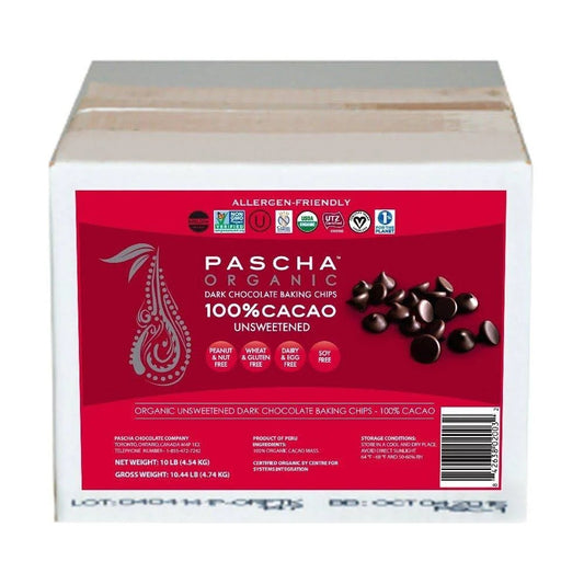 Pascha Bulk Organic Unsweetened 100% Dark Chocolate Baking Chips, 10 Pound