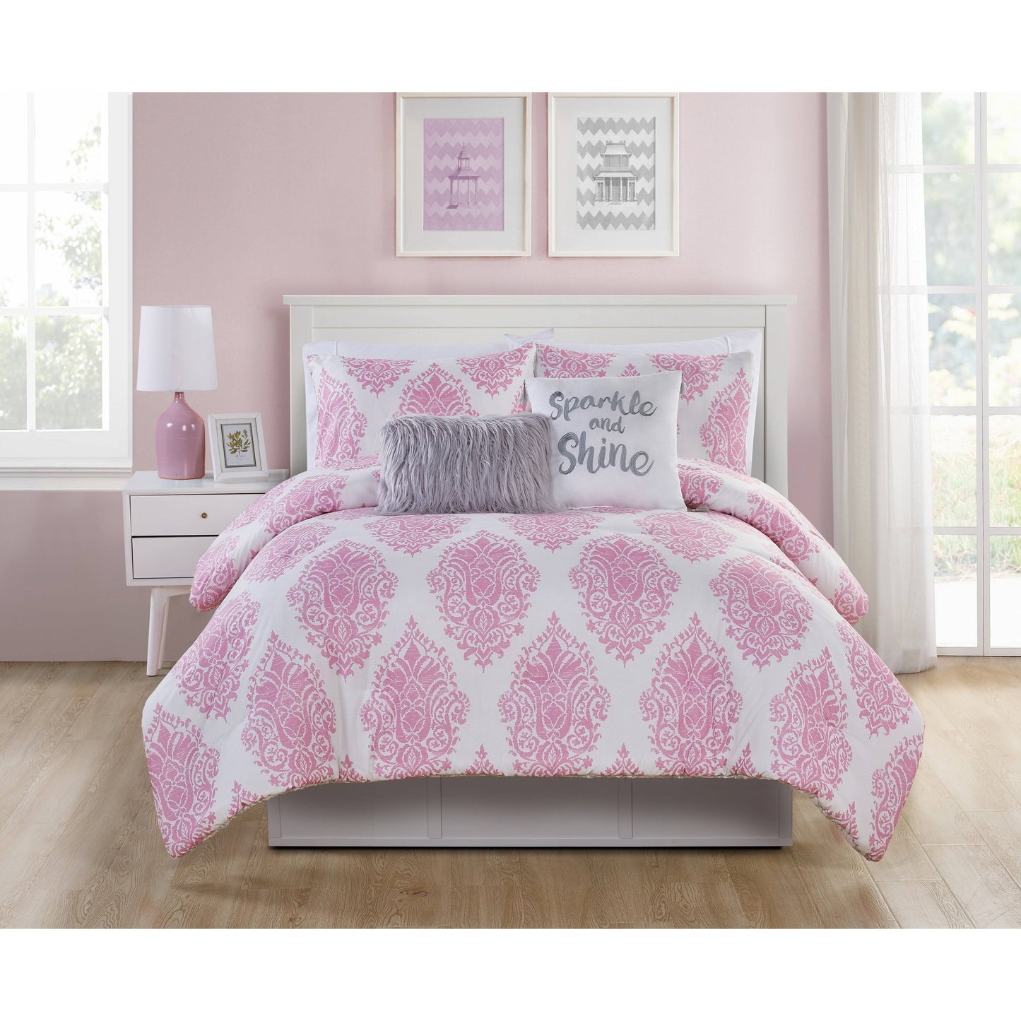 Vcny Home Love The Little Things Comforter Set, Full, Pink