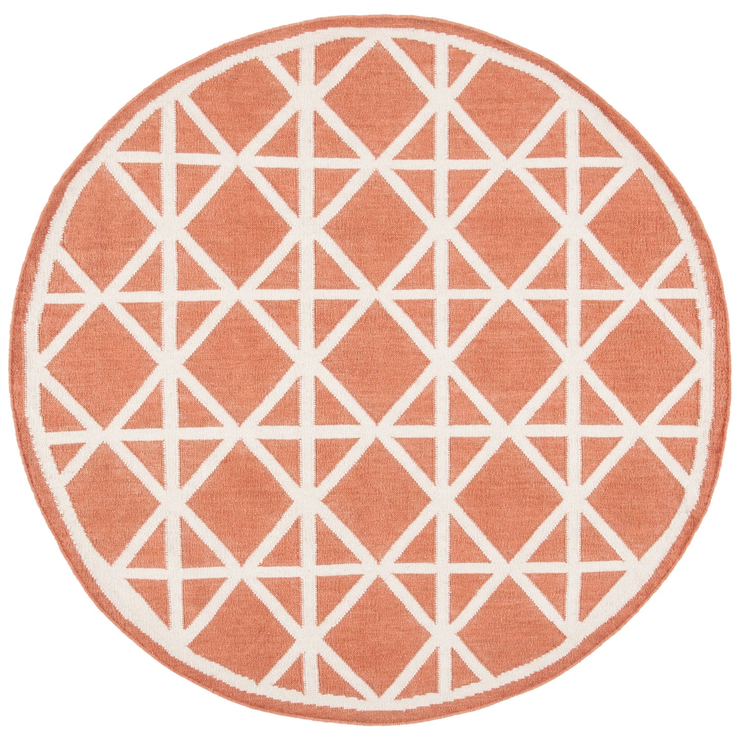 Safavieh 6 x 6 Round Dhurries DHU558A Red / Ivory Rug