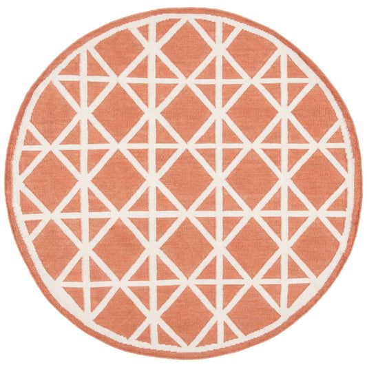 Safavieh 6 x 6 Round Dhurries DHU558A Red / Ivory Rug