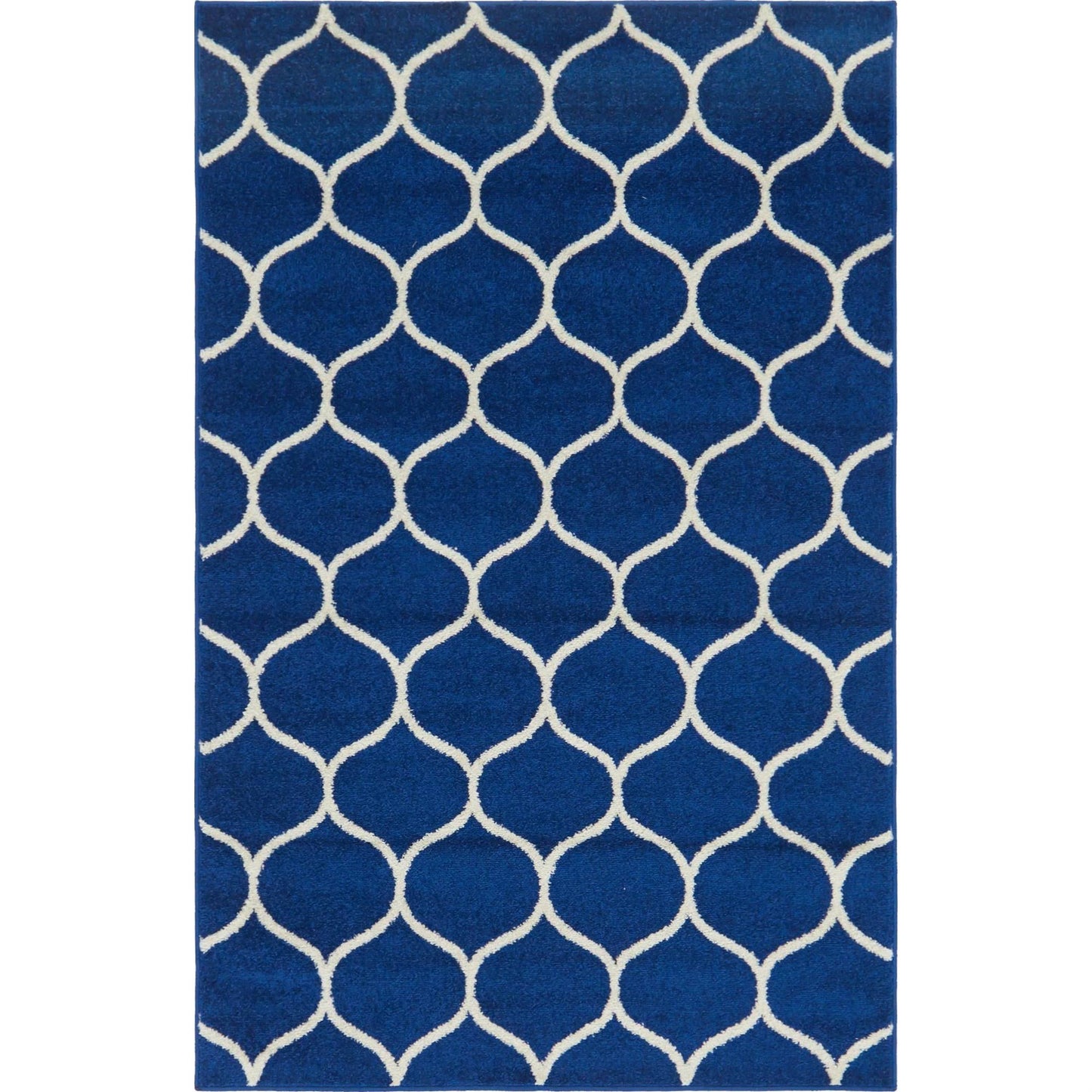 Unique Loom Rounded Trellis Frieze Area Rug - 4 x 6 (Navy Blue)