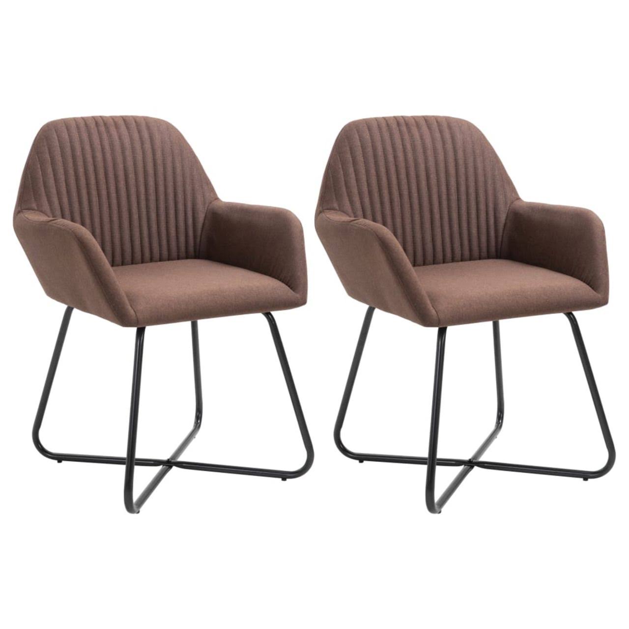 vidaXL Dining Chairs 2 Pcs Brown Fabric