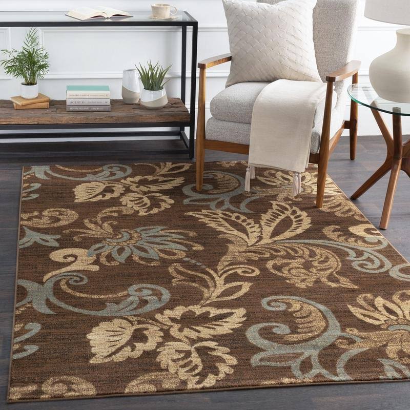 Decor 140 Ceratonia Floral Rug, Brown, 3x8 ft