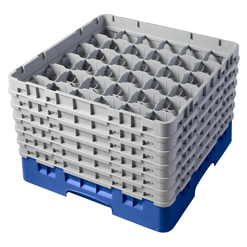 Cambro 36S1114168, 36 Compartment Camrack Full Size Glass Rack w/ 6 Extenders, Blue