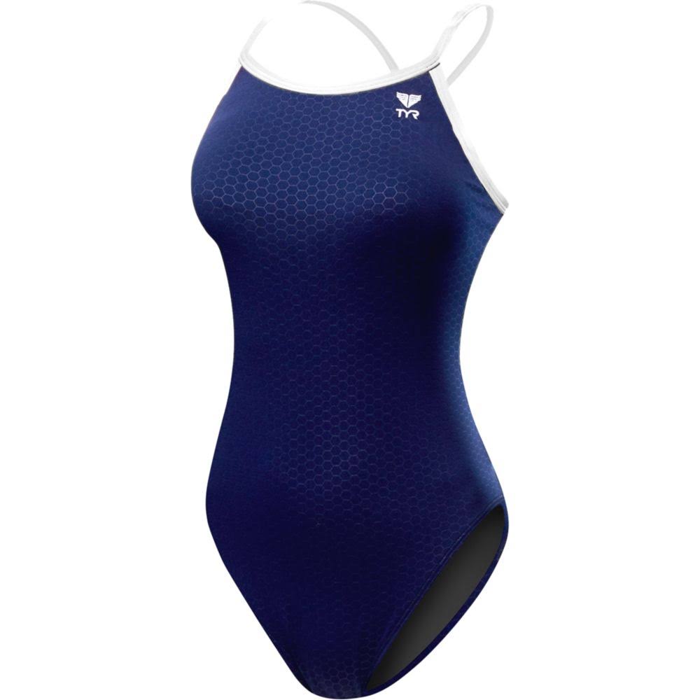 TYR Women&s Hexa Diamondfit Swimsuit White 38 DHEX7A