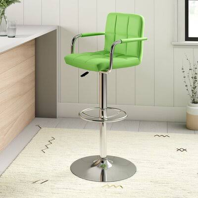 Zipcode Design Benji Adjustable Height Swivel Bar Stool Color: Green