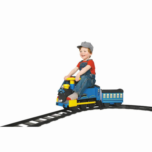 Rollplay 6V Toddler Ride on Toy Imaginarium Steam Engine Train with Track Blue