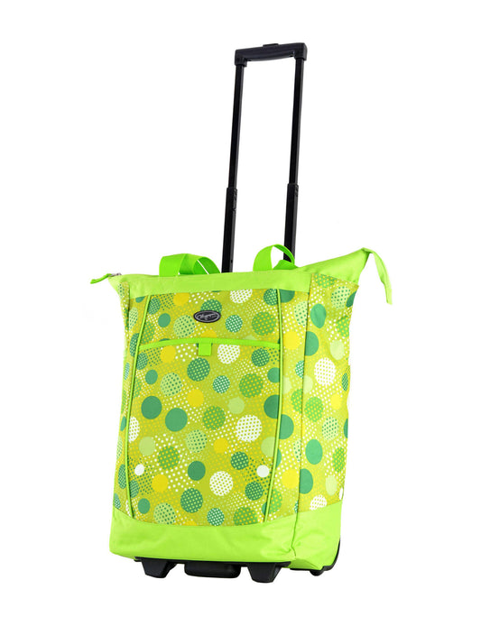 Olympia USA Rolling Shopper Tote: Lime Polka Dots/Fashionista