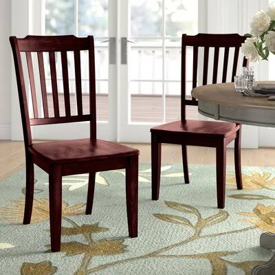 Three Posts Thaddeus Solid Wood Dining Chair Color: Berry Red