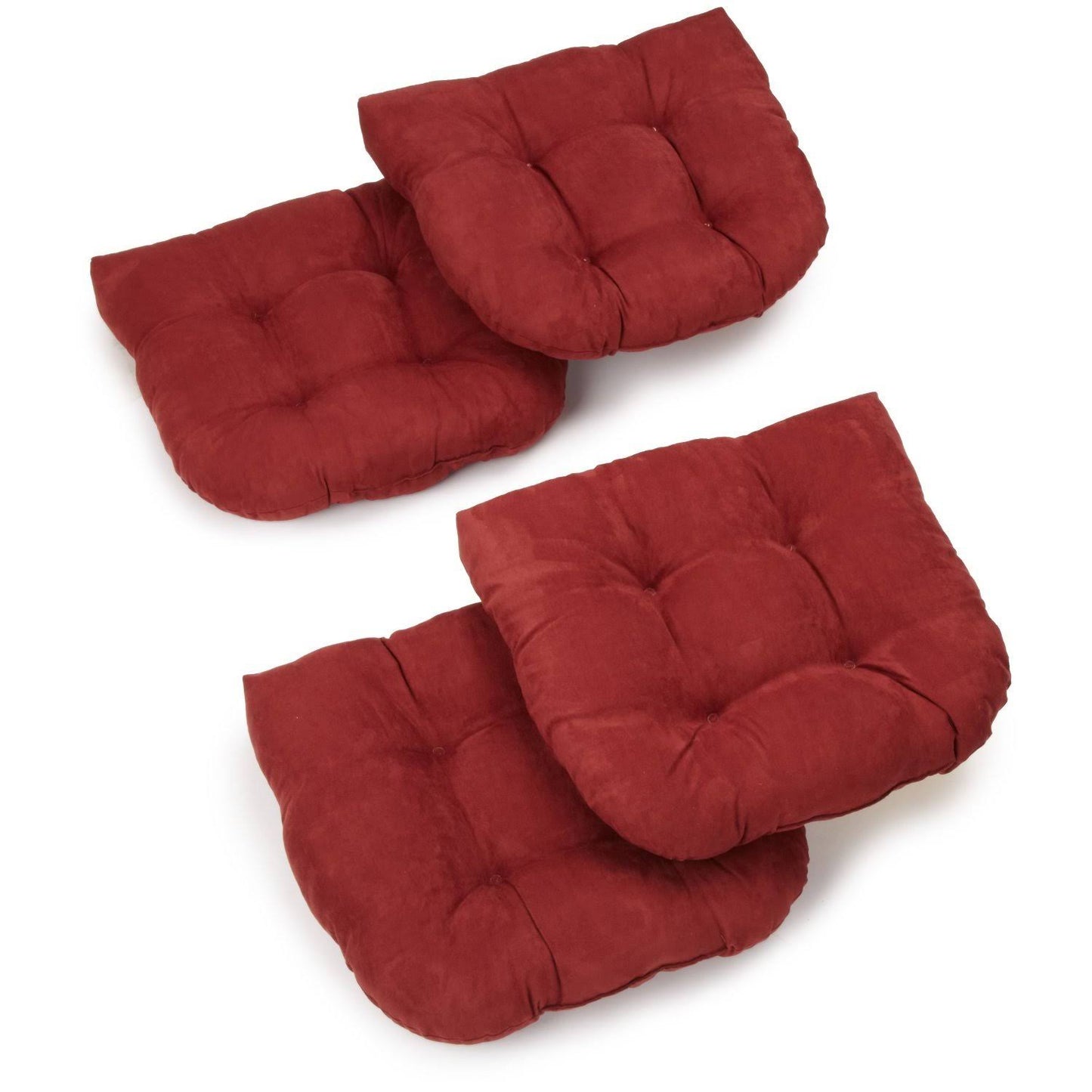 Blazing Needles U Shaped Chair Cushion (Set of 4)-Red Wine