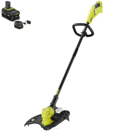 One+ 18-Volt 13 in. Lithium-Ion Cordless Battery Electric String Trimmer/Edger - 4.0 Ah Battery and Charger