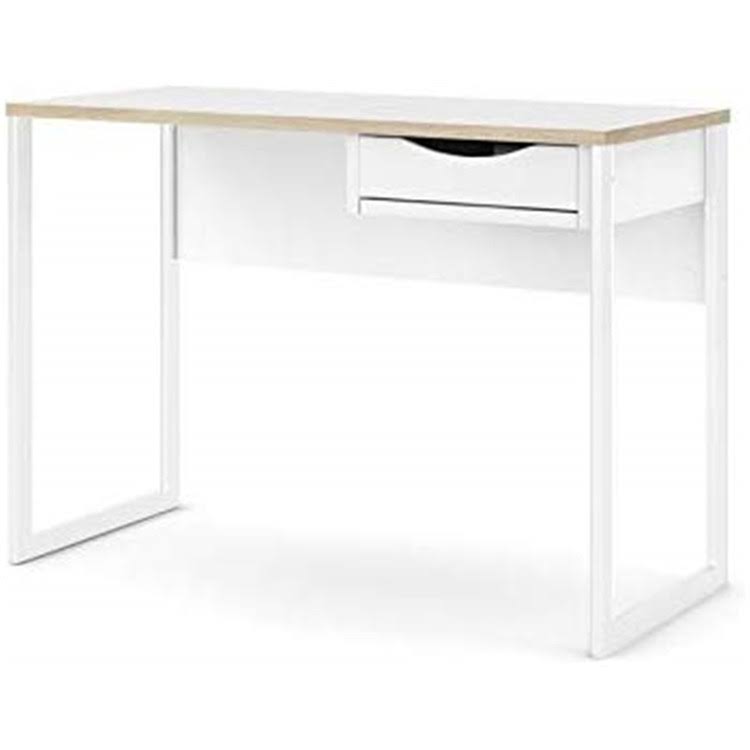 Tvilum Wells One Drawer Desk in White Matte/Oak Structure