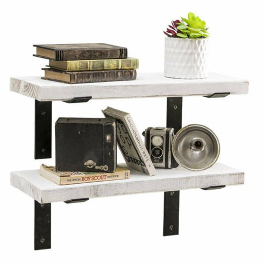 Del Hutson Designs White 36inch Industrial Bracket Shelves Set of 2