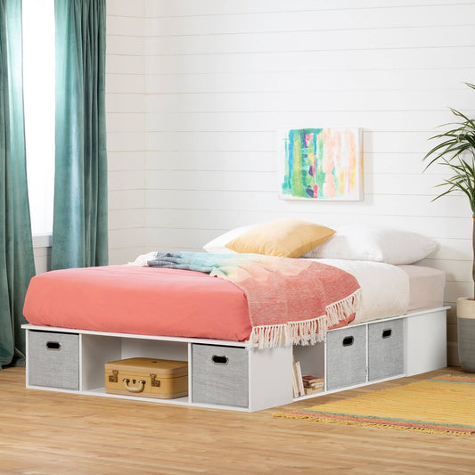 South Shore Flexible Bed with Storage and Baskets, Pure White