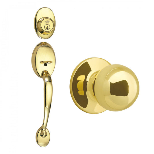 Design House 780940 Coventry 2-Way Latch Entry Door Handle Set with Knob, Polished Brass