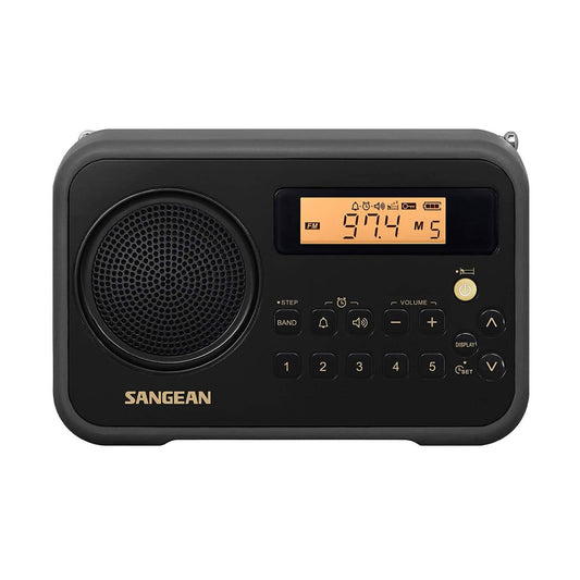 Sangean SG-104 Portable Am FM Radio with Digital Clock Black