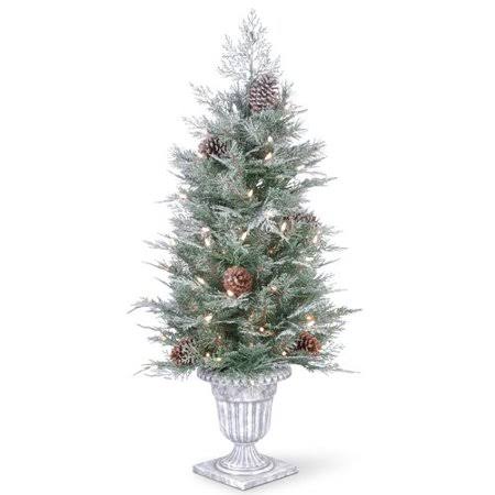 The Holiday Aisle Frosted Entrance 4 Green Spruce Artificial Christmas Tree with 100 Clear/White Lights with Stand, Size Large