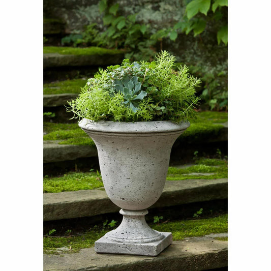 Campania International Linwood Cast Stone Urn Planter Aged Limestone