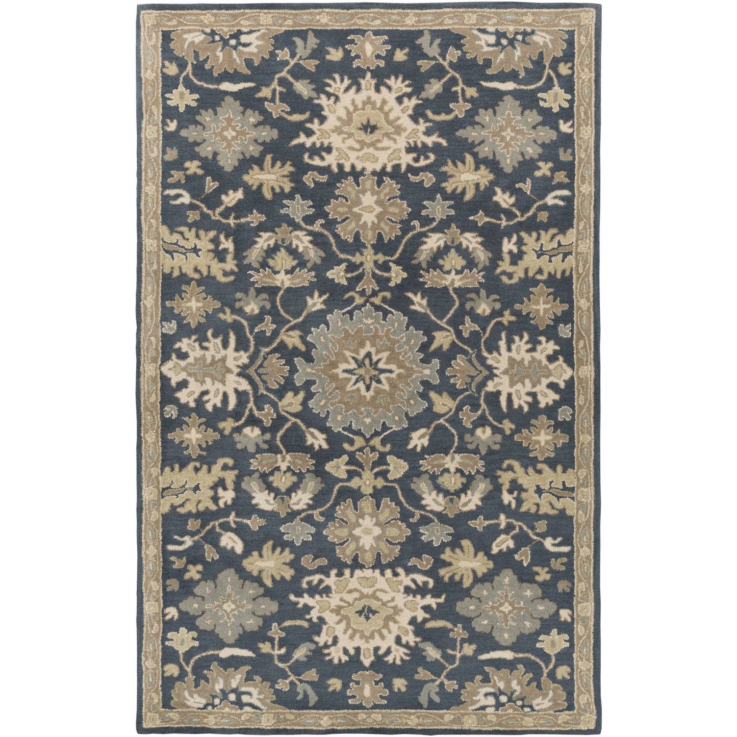 Tipton Hand Tufted Traditional Wool Area Rug - Navy 6 x 9