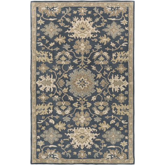 Tipton Hand Tufted Traditional Wool Area Rug - Navy 6 x 9