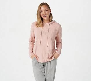 Anybody Plush Wide Rib Drawstring Rib Top with Hood, Size XX-Small, Misty Rose