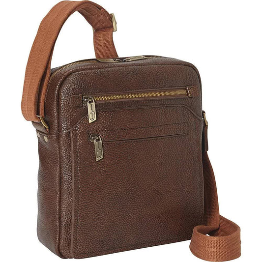 Amerileather Front Flap Messenger Bag (Brown)