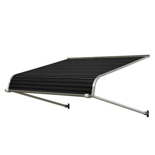 NuImage Awnings 1100 84-in Wide x 48-in Projection Black Solid Open Slope Door Fixed Awning | K110808490